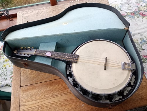 Cased vintage banjo mandolin - cased,