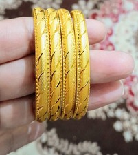 Ethnic Bangles 22k Gold Plated Indian Jewelry Bollywood Bracelet set.size 2.6 