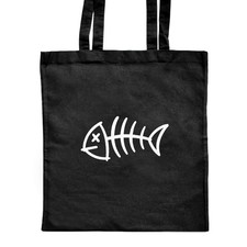 'Fish Skeleton ' Classic Black Tote Shopper Bag (ZB00028459)