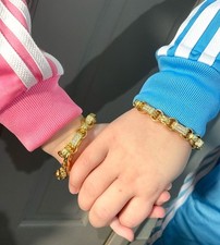 9ct Gold GF Kids Patterned Belcher Bracelet 9m Gypsy Style Belcher Boys Girls 6"