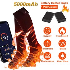 Rechargeable Electric Heated Socks 5000mAh Battery Foot Winter Warm Hunting Sock