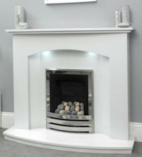 Fireplace marble surround LED lights White 48" Fire Not Included