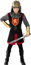 Kids Medieval Knight Costume + Crown Boys Warrior Chainmail Fancy Dress 4-14 yrs