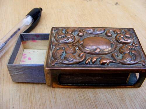 Antique copper matchbox - copper,