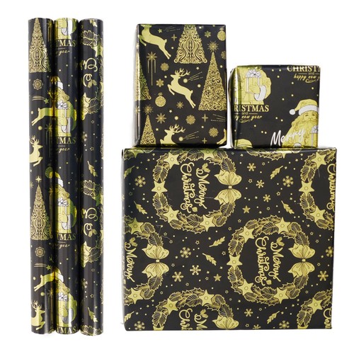 Black gold christmas wrapping - gold,