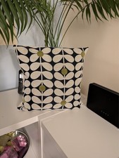 Orla Kiely cushion cover Sixties Stem Dusk Blue, white, yellow handmade 16"