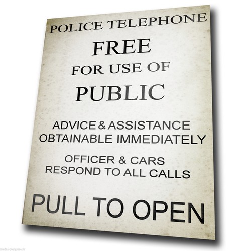 Police phone box sign - phone, vintage