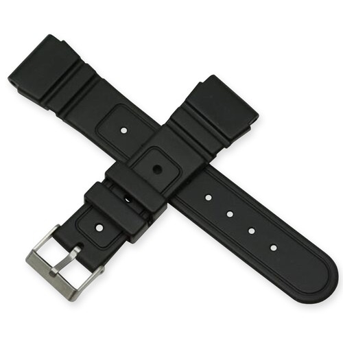 Rubber black 22mm watch strap