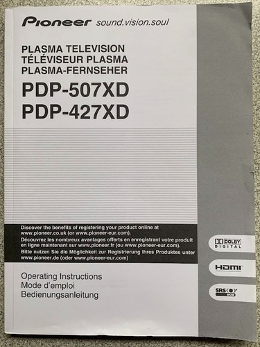 Pioneer pdp 427xd - pioneer, pdp-507xd