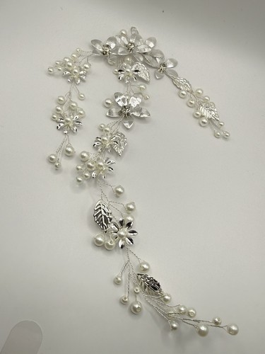 Silver flower pearl - flower, bridal