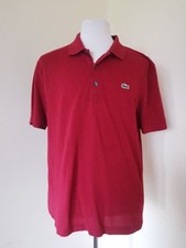 Lacoste Polo Shirt Size 6  Men Burgundy Short Sleeves Textured Cotton Buttons