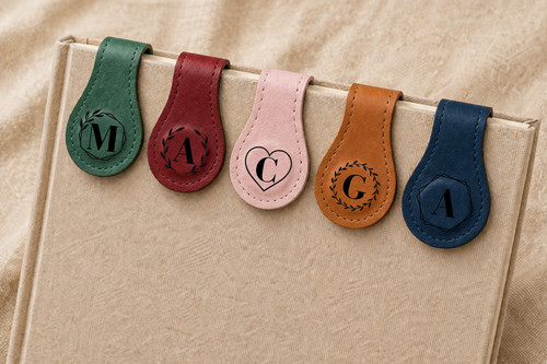 Personalised leather bookmark - personalised,
