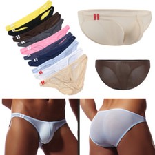 Ice Silk Men Bikini Briefs Bulge Boxers Underwear Thongs G-String Swimwear M-2XL