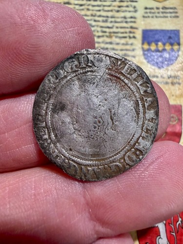 Elizabeth sixpence with - elizabeth,