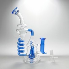 8.6'' Glass Coil Tornado Water Bong Recycler Hookah Pipe Perc Bubbler w/Bowl