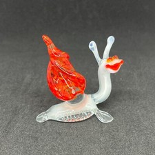 Glass Snail Figurine Blown Sculpture | Collectible Red Art Glass Snail Decor