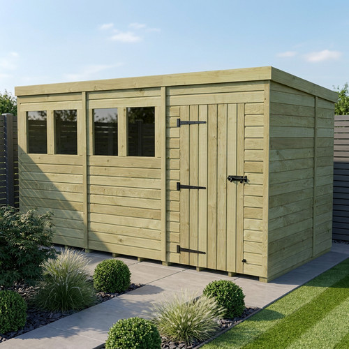 Pent shed single door - single, all
