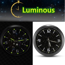 Luminous Car Dashboard Air Vent Stick-On Time Clock Quartz Analog Watch Black