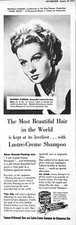 1952 Advert LUSTRE-CREME Hair Shampoo Original RHONDA FLEMING Ephemera Print Ad