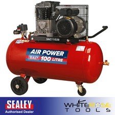 Sealey Compressor 100L Belt Drive 3hp with Cast Cylinders & Wheels