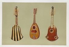 Quinterna and Mandoline  Musical Instrument Chromolithograph 1888