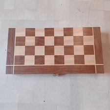 Chess Wooden Set Folding Chessboard & Pieces Wood Board Game - GOOD CONDITION.