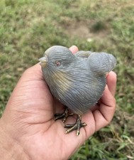 Superb 20th Century Russian Faberge .925 Carved Agate Baby Chick w/ Ruby Eyes