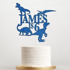 Personalised Dinosaur Cake Topper  for Kids Glitter Birthday Party Decor