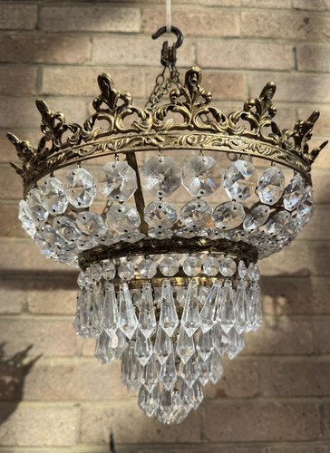 Vintage hanging brass tiered - hanging,