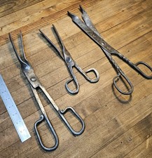 Antique Hand Forged BLACKSMITH Tongs SET of 3 • Metalsmith Forge Anvil Tools ☆US