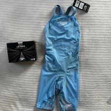 Speedo Girl's Fastskin LZR Ignite Openback Kneeskin Swimsuit Blue Age 13-14 New*