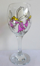 1 x Hand Painted Fuchsia Pink FAIRY ANGEL wine glass. Shiraz, birthday present