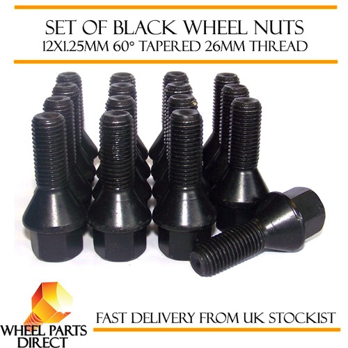 Alloy wheel bolts - black, (16)
