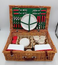 Vintage Wicker Basket Picnic Set Retro VW Camper ~ Set Of 4 & Storage Containers