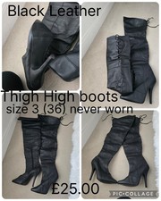 Faith Black Leather Over Knee