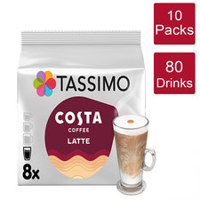 Tassimo Coffee Pods Costa Latte T Discs 10 Packs (80 Drinks)
