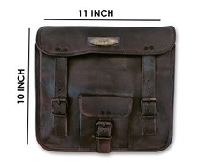 Real Leather Motorcycle Saddle Bag one Leather Side Pouch Panniers Bike Bag