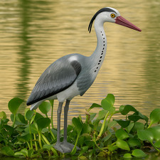 DECOY HERON DETERRENT FOR POND SCARER GARDEN BIRD PEST ORNAMENT PLASTIC RESIN