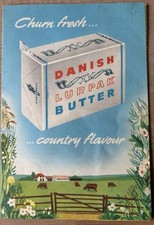 Vintage 1950's DANISH LURPAK BUTTER Leaflet ILLUSTRATED DAIRY DENMARK