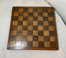 quality antique 1800's handmade carved wooden gaming chess checker board game
