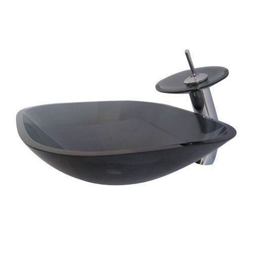 Black grey square glass basin - grey,