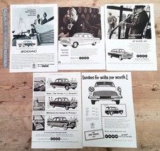 FORD CONSUL ZEPHYR  ZODIAC MK 2  -  5 LARGE A3 SIZE VINTAGE ADVERTS  - ORIGINAL