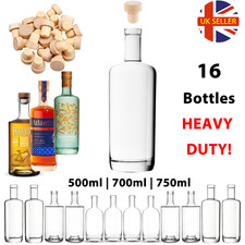 16 x GLASS Bottles For Spirits Juice Gin 500ml 700ml 750ml Home Brewing - T Cork