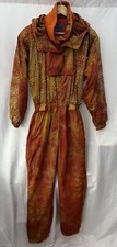 Vintage All in  One Piece Ski Suit Abstract Orange Mix Size M/12