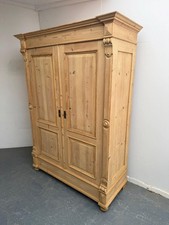 A Tall Victorian Antique /Old Pine 2 Door Ladies Knockdown Wardrobe to Wax/Paint