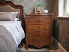 Antique French Style Mahogany Bedside Cabinet Small Chest of Drawers Vintage