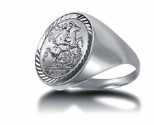 Sterling Silver George & Dragon Plain Imitation Half Sovereign Ring