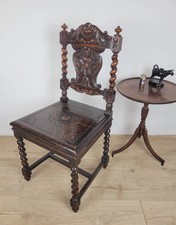 Victorian Side Chair Carved Barley Twist 17thC Styled Antique Postage Available