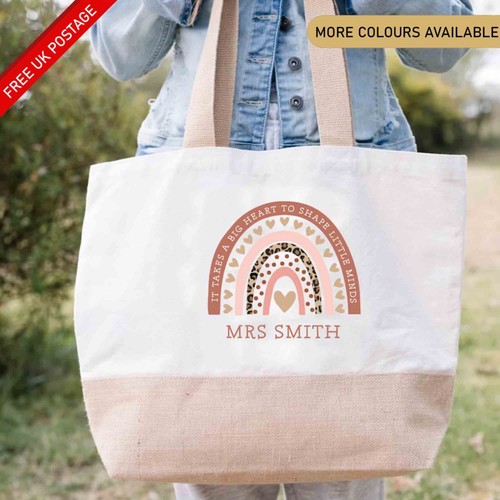 Jute tote bag teacher - jute, gift