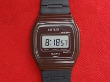 Vintage CITIZEN "Quartz" P040-311370 MEN's BROWN "JAPAN MADE" Digital LCD Watch